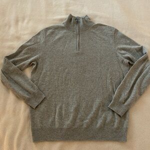 Grey cashmere quarter zip sweater from jcrew